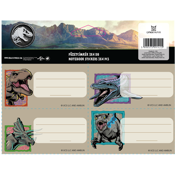 ICO Jurassic World 4db/ív füzetcímke