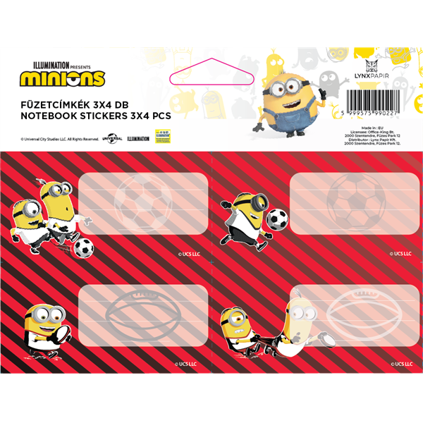 ICO Minions 4db/ív füzetcímke