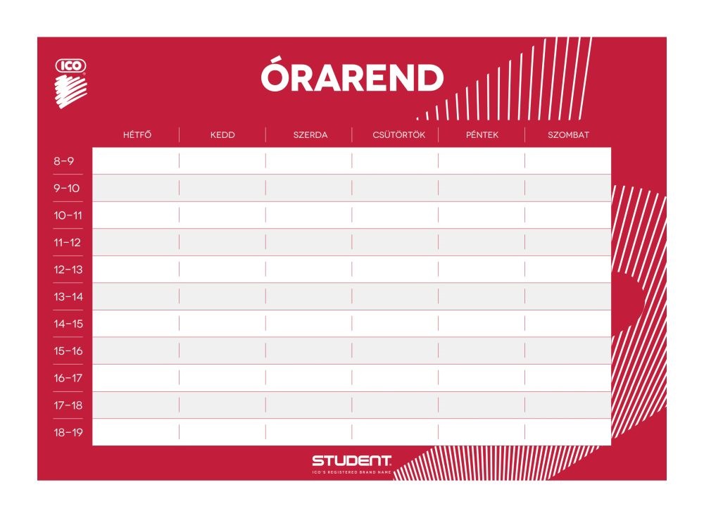 ICO Student Prémium A5 órarend