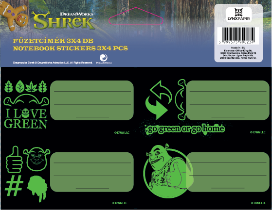 ICO Shrek 4db/ív füzetcímke