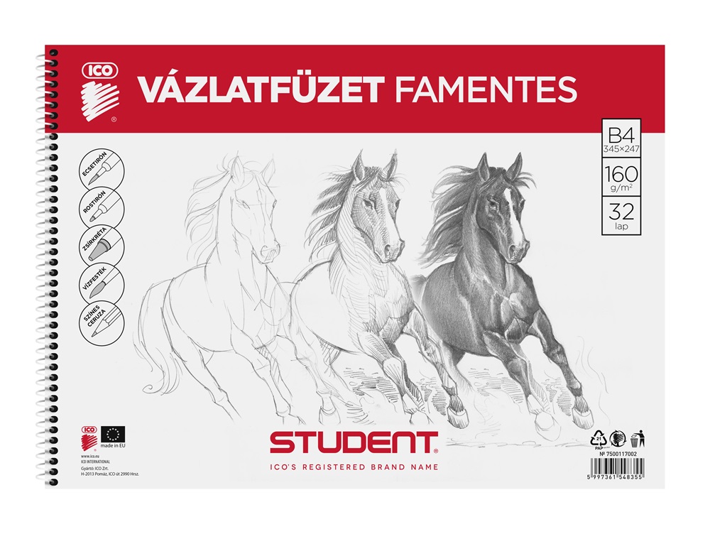 ICO Student B4 famentes vázlatfüzet