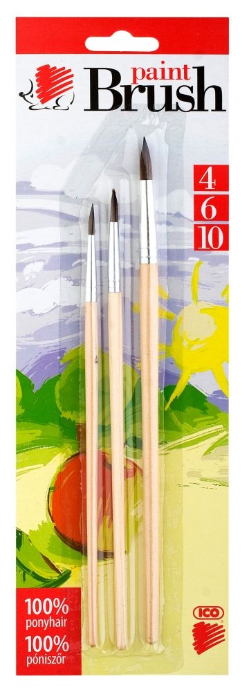 ICO Süni 4/6/10 natúr fanyelű 3db-os ecsetkészlet