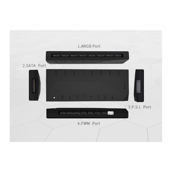 ID-Cooling A-RGB elosztó - HA-02 (8 db PWM, 8 db A-RGB, SATA)