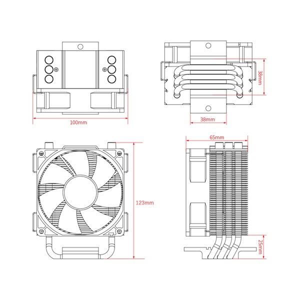 ID-Cooling CPU Cooler - SE-903-XT (25,8dB; max. 77,81 m3/h, 4pin csatlakozó, 3 db heatpipe, 9cm, PWM, LED)