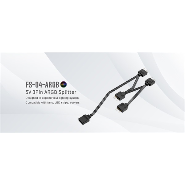ID-Cooling RGB elosztó - FS-04 ARGB (1 db bemenet ,4 dbkimenet 3pin PWM)