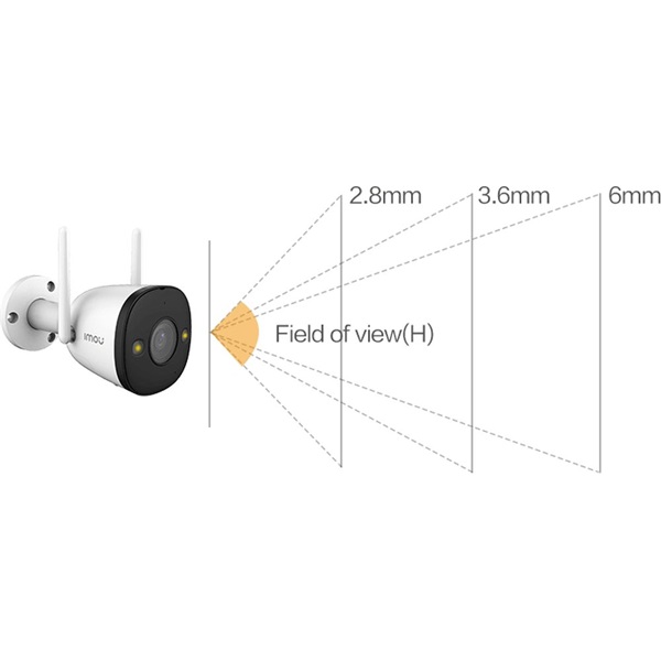 IMOU IPC-F22FEP, Bullet 2E, 2MP, kültéri, Full color, LED30m, mikrofon, 12VDC, IP wifi csőkamera