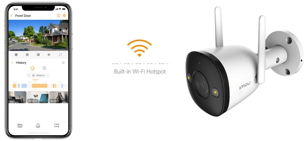 IMOU IPC-F22FEP, Bullet 2E, 2MP, kültéri, Full color, LED30m, mikrofon, 12VDC, IP wifi csőkamera