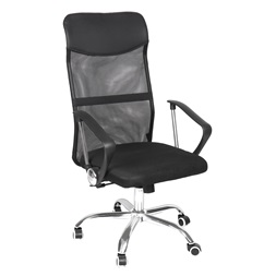 IRISOffice AURORA BLACK fekete, szövet-hálós, magas háttámlás irodai forgószék (Használt - B)