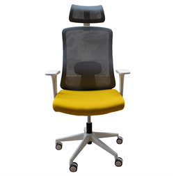 IRISOffice Aurora sárga/szürke ergonómikus, szövet-hálós irodai forgószék fej és háttámasszal