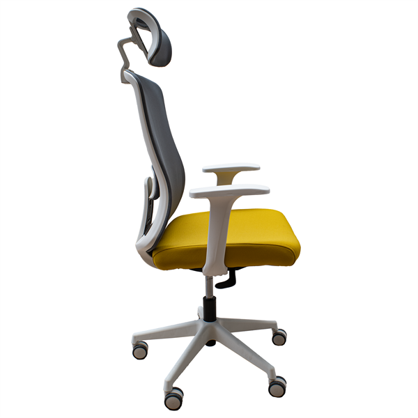 IRISOffice Aurora sárga/szürke ergonómikus, szövet-hálós irodai forgószék fej és háttámasszal