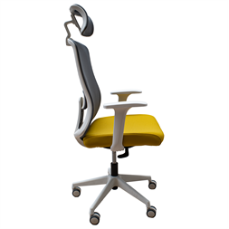 IRISOffice Aurora sárga/szürke ergonómikus, szövet-hálós irodai forgószék fej és háttámasszal