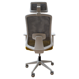 IRISOffice Aurora sárga/szürke ergonómikus, szövet-hálós irodai forgószék fej és háttámasszal