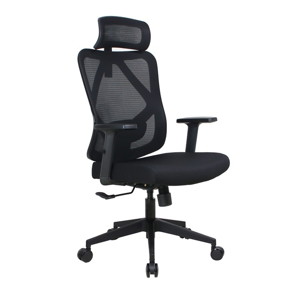 IRISOffice Eclipse fekete ergonómikus, szövet-hálós irodai forgószék fej és háttámasszal