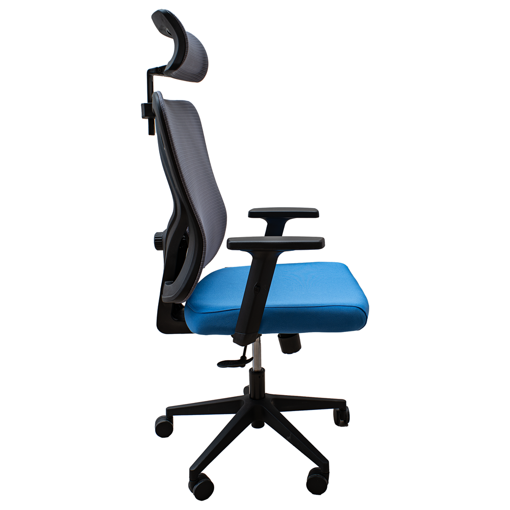 IRISOffice Eclipse kék/szürke ergonómikus, szövet-hálós irodai forgószék fej és háttámasszal