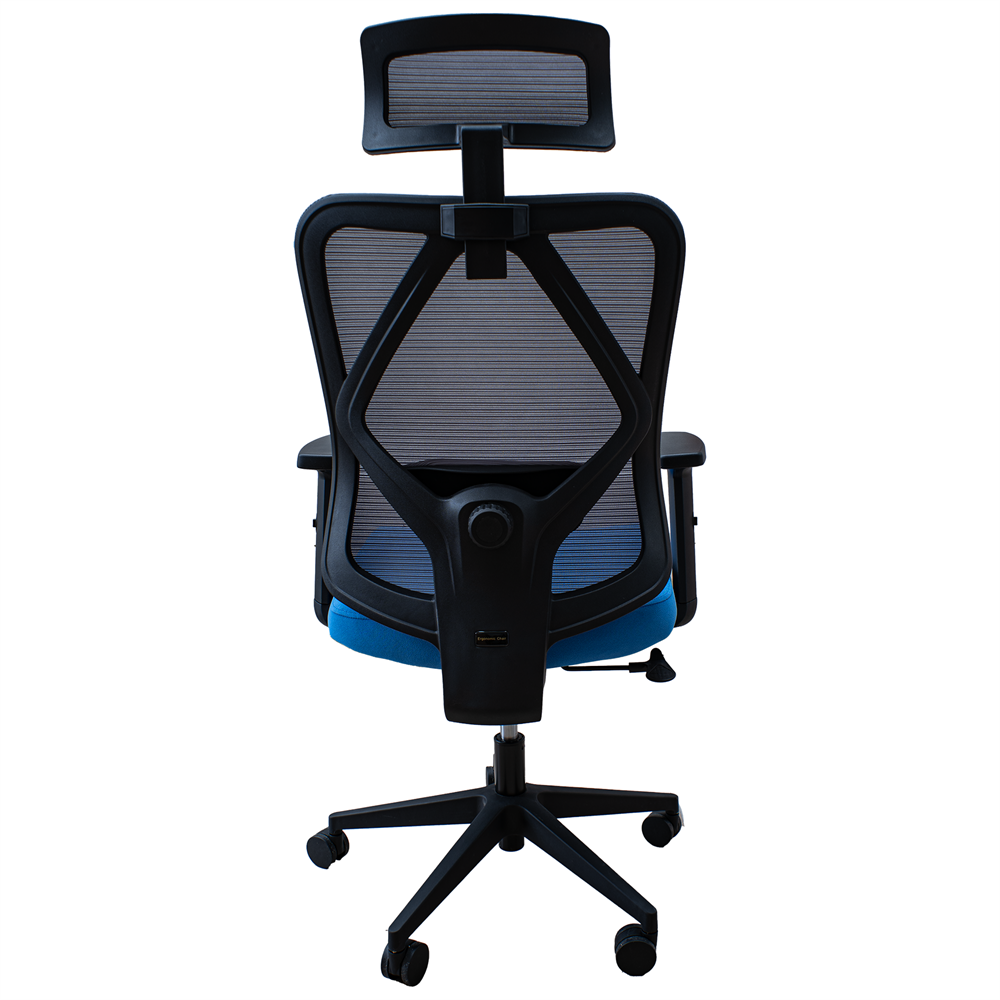 IRISOffice Eclipse kék/szürke ergonómikus, szövet-hálós irodai forgószék fej és háttámasszal