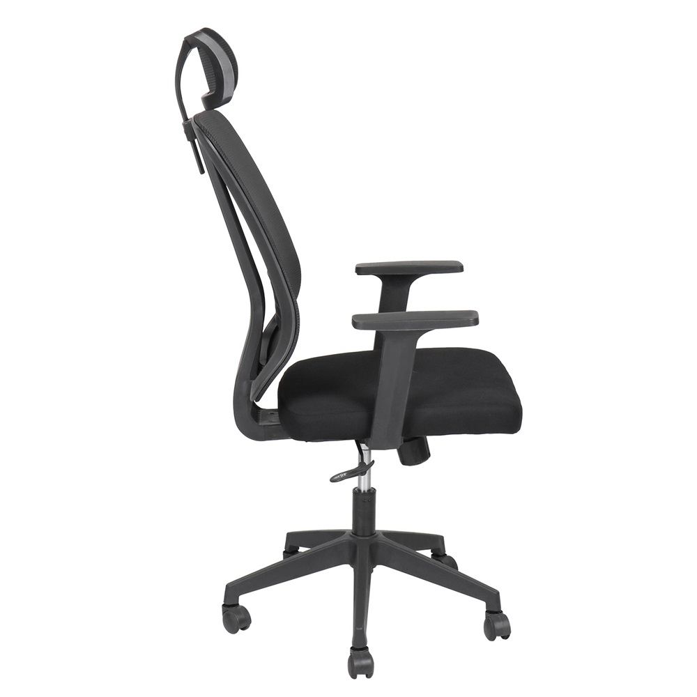 IRISOffice Felix fekete, ergonómikus, szövet-hálós irodai forgószék fejtámasszal