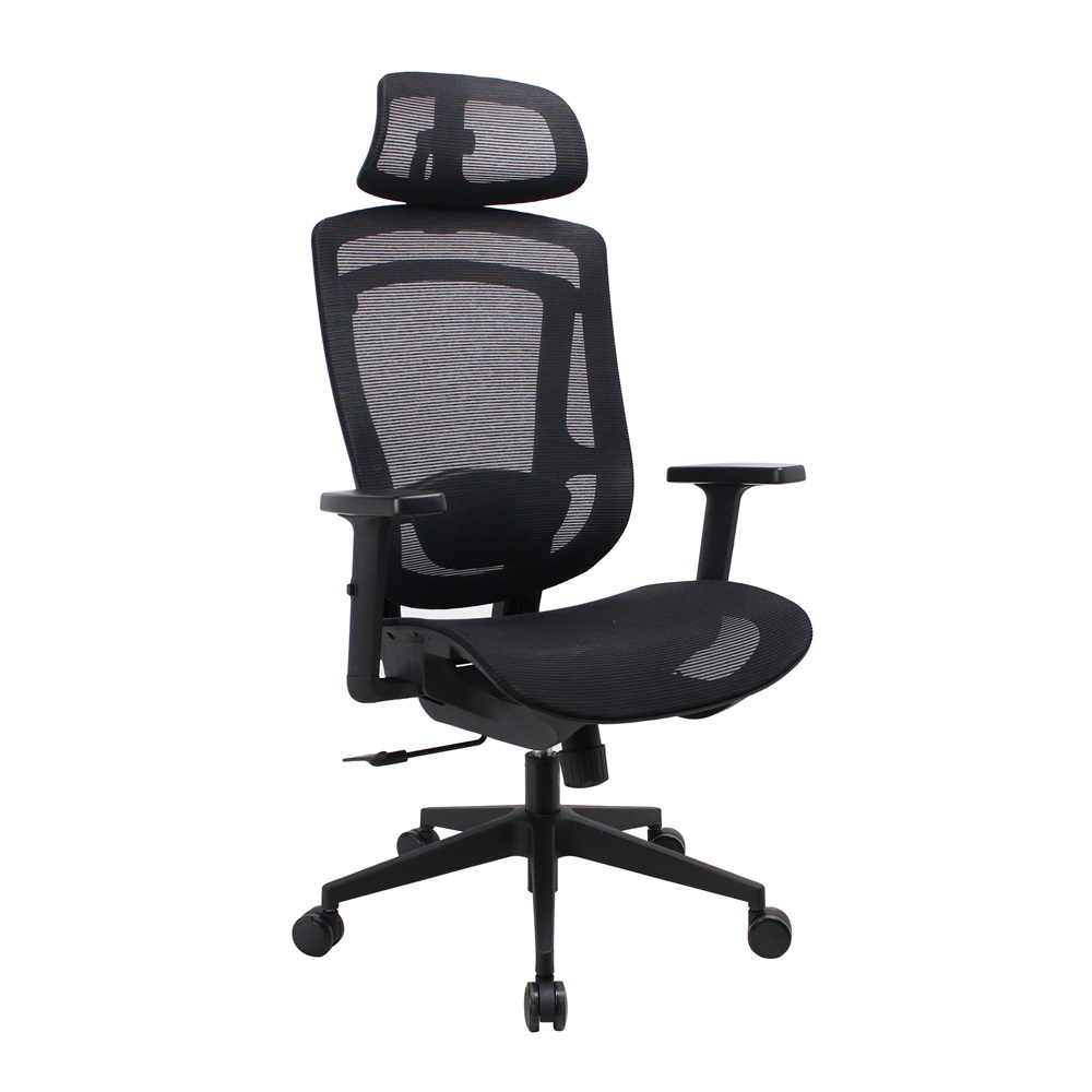 IRISOffice Nimbus fekete ergonómikus, szövet-hálós irodai forgószék fej és háttámasszal