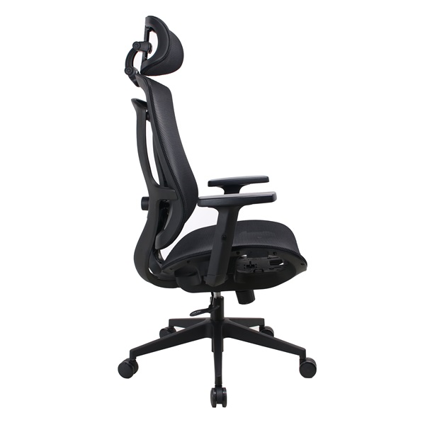 IRISOffice Nimbus fekete ergonómikus, szövet-hálós irodai forgószék fej és háttámasszal