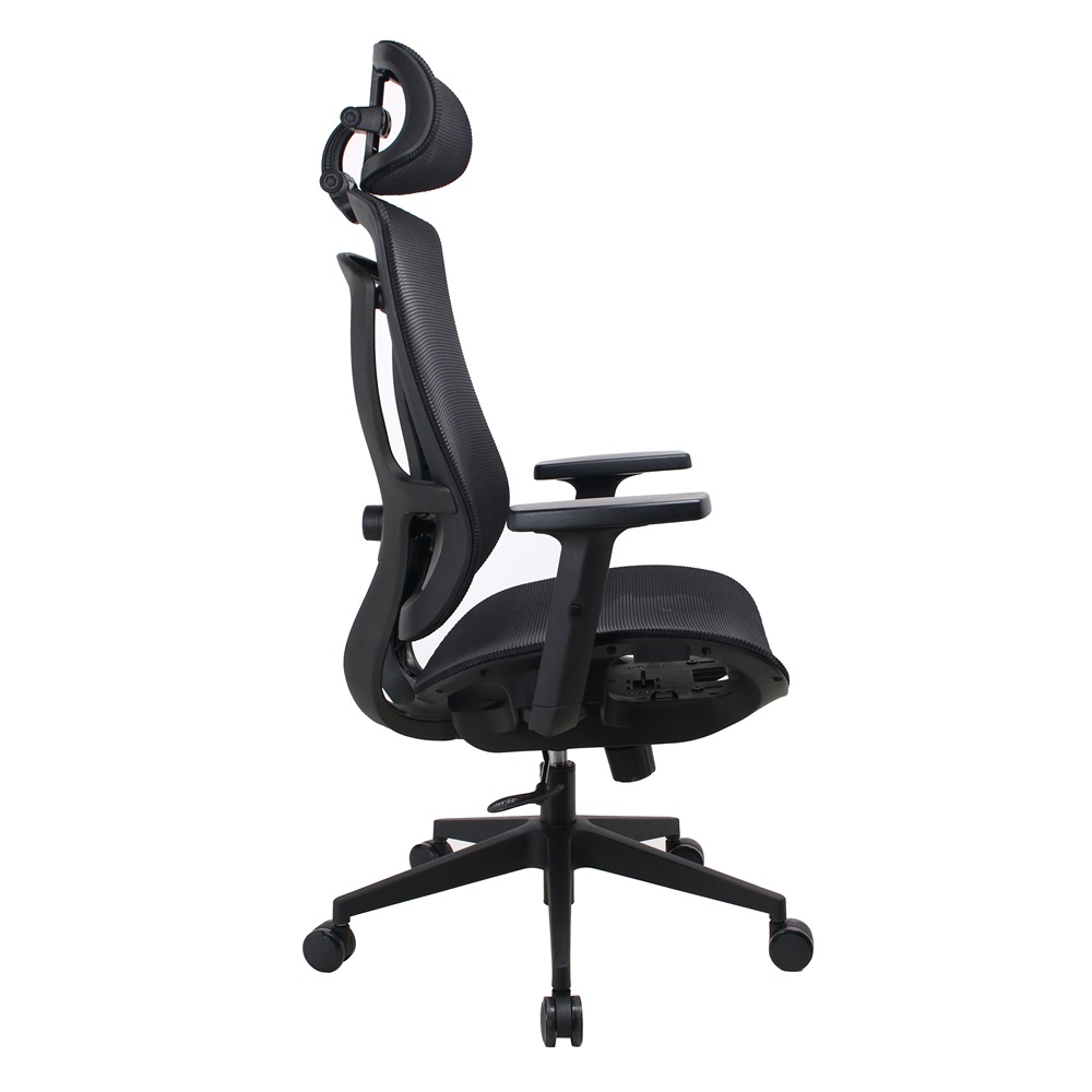 IRISOffice Nimbus fekete ergonómikus, szövet-hálós irodai forgószék fej és háttámasszal
