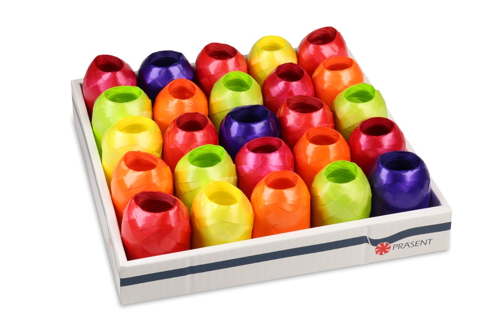 PRASENT AMERICA XXL élénk színekben díszkötöző szalag 30mx10mm, tojás alakú, polipropilén, vegyes színekben