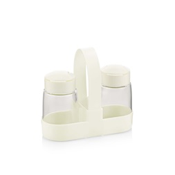 IRIS C-00467 Drop üveg fűszerszóró szett tartóval, 2 darabos 2*100ml, dobozos, fekete vagy elfántcsont színű