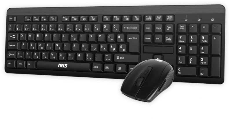 IRIS C-25 vezeték nélküli fekete billentyűzet + egér