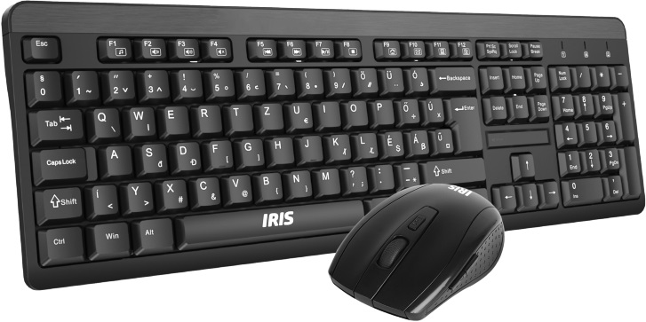 IRIS C-25 vezeték nélküli fekete billentyűzet + egér