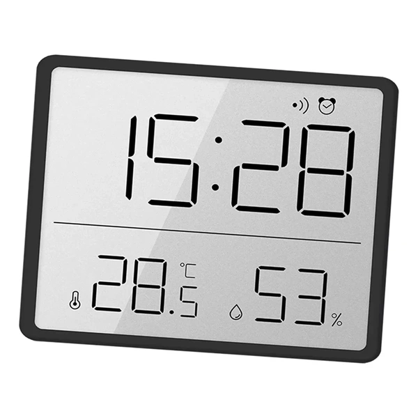 IRIS DC-111-B hőmérséklet és páratartalom kijelzéssel, ébresztő funkcióval fekete digitális óra