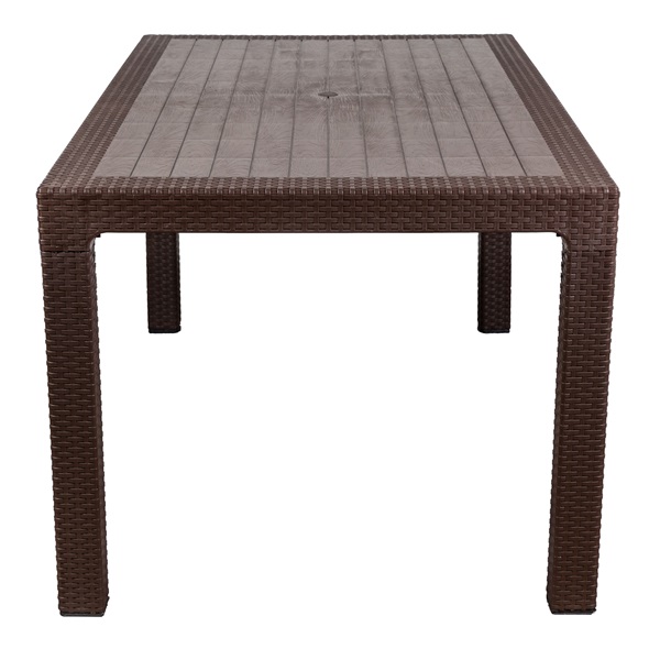 IRIS GF-210BR ECO barna műanyag kerti asztal rattan 90x150cm (Újszerű)
