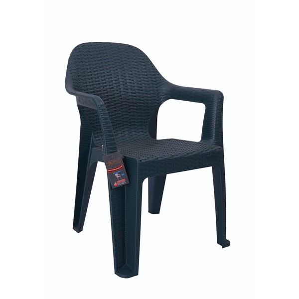 IRIS GF-900A Polo antracit műanyag rattan karfás kerti szék (Használt - A)