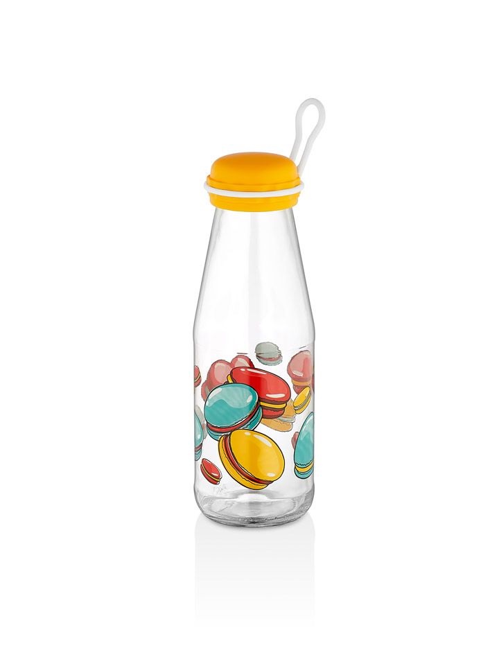IRIS Macaron üveg palack 720ml, zöld, fukszia, narancs vagy citromsárga színű HN-1774