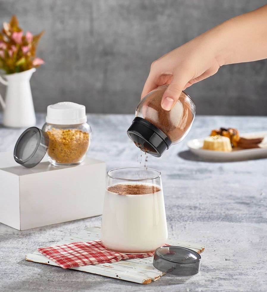 IRIS Mono üveg fűszertartó 210ml, fekete vagy fehér színű HN-1213