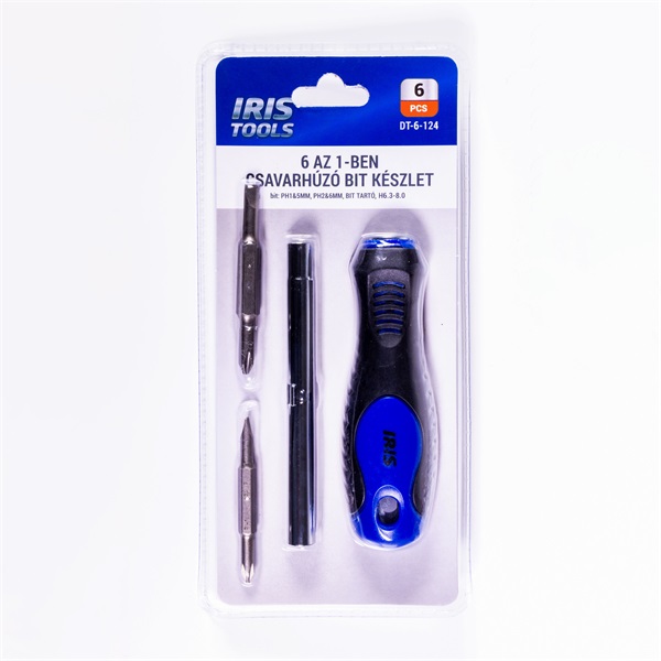IRIS TOOLS DT-6-124 6 az 1-ben csavarhúzó bit készlet (Újszerű)