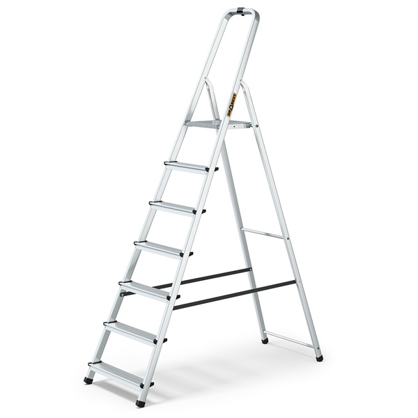IRIS TOOLS HL-700-7S 7 (6+1) lépcsős alumínium létra, összecsukható, 125 kg teherbírás