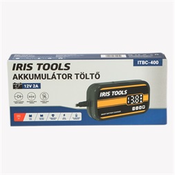 IRIS TOOLS ITBC-400 Akkumulátor töltő digitális kijelzővel,12V 2A, AGM, GEL, Lead acid battery