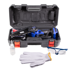 IRIS TOOLS ITCM-100 Akkus olajozós láncfűrész, ágvágó szett (táska + fűrész + 2 akku + töltő), 21V, 15 cm vágási hossz