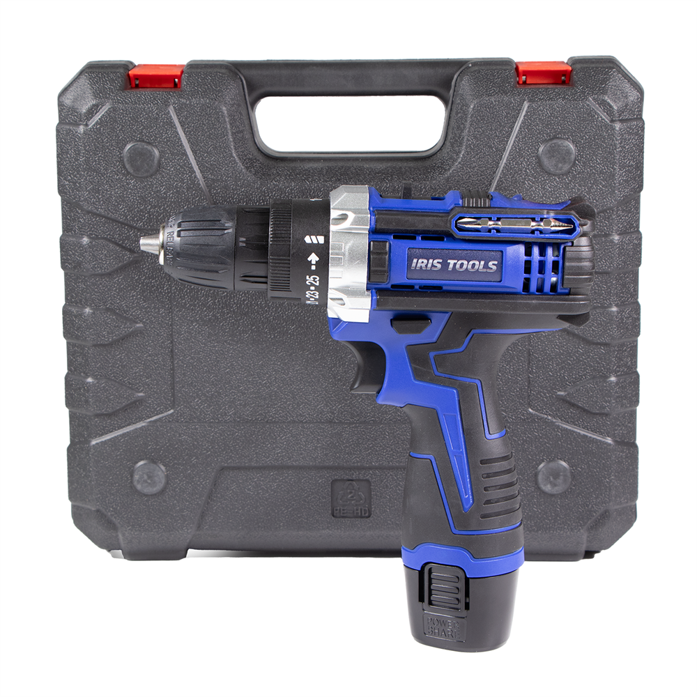 IRIS TOOLS ITDM-100 Akkus fúró és csavarbehajtó szett (táska + fúró + 2 akku + töltő+bit szett), 21 V