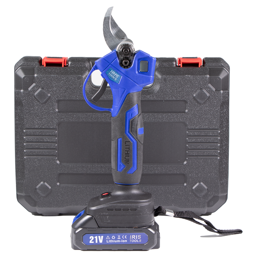 IRIS TOOLS ITSM-100 Akkus metszőolló szett (táska + metszőolló + 2 akku + töltő), 21V