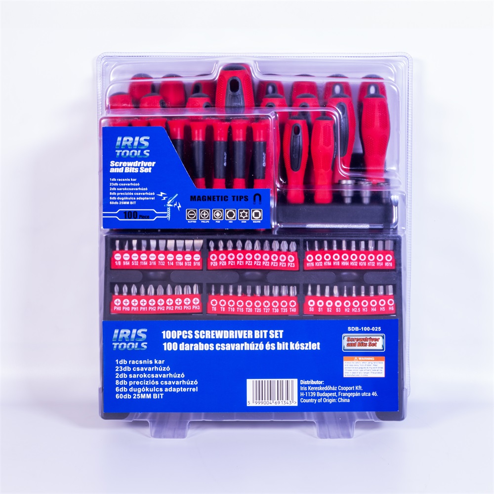 IRIS TOOLS SDB-100-025 100 darabos csavarhúzó és bit készlet (Újszerű)