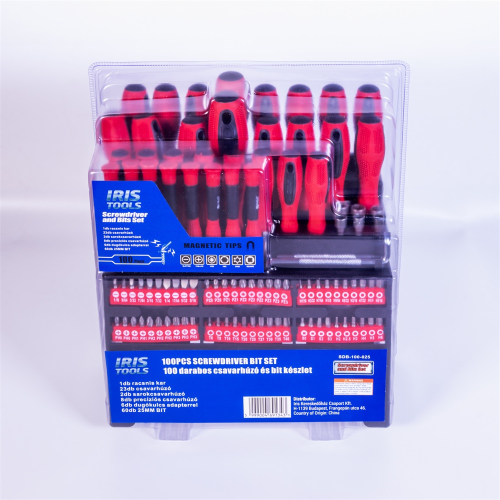 IRIS TOOLS SDB-100-025 100 darabos csavarhúzó és bit készlet (Újszerű)