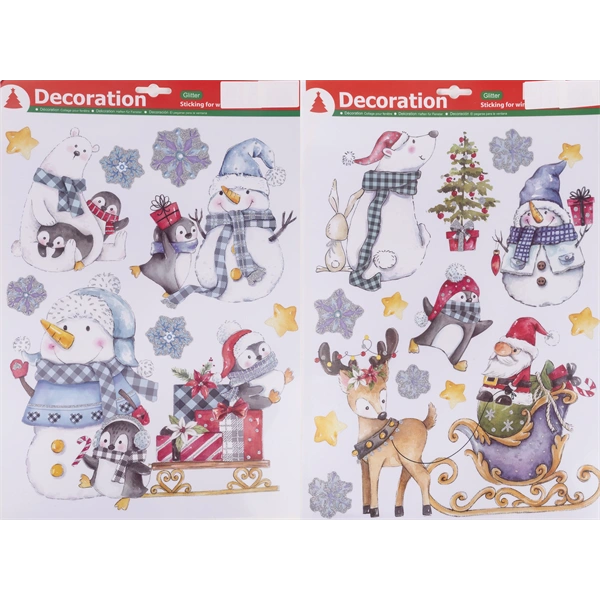 IRIS ablak matrica, karácsonyi, kék és fehér, 42 x 29cm