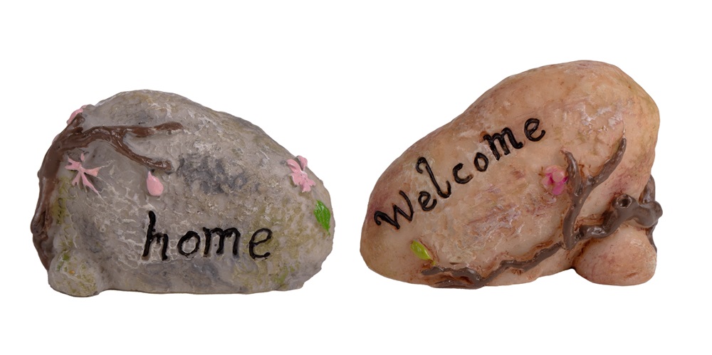 IRIS dekor műgyanta kövek 2db "home", "welcome" barna/szürke 4cm