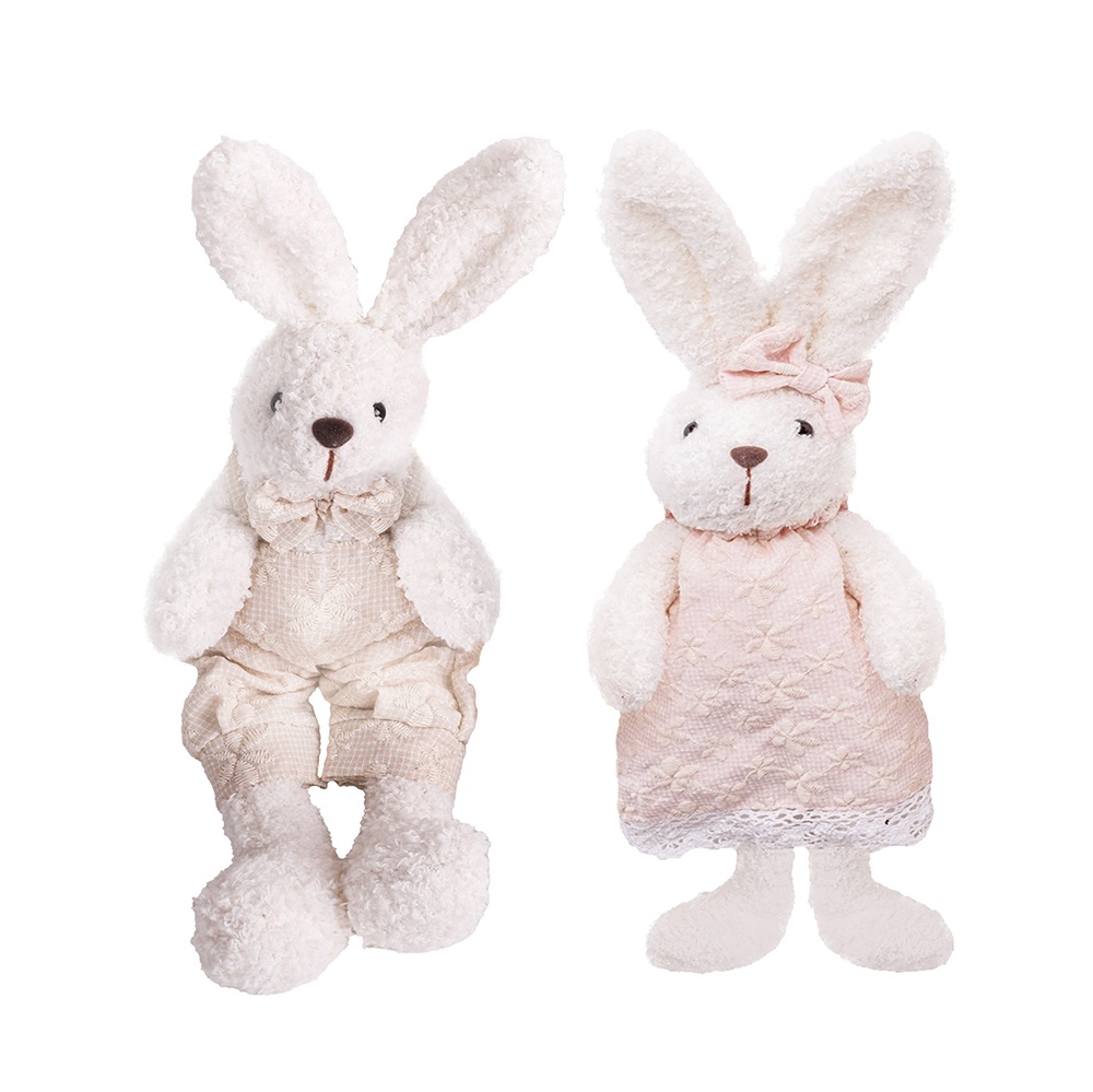 IRIS dekor textil nyuszi fehér/lila virágmintás 2 szortiment 16cm