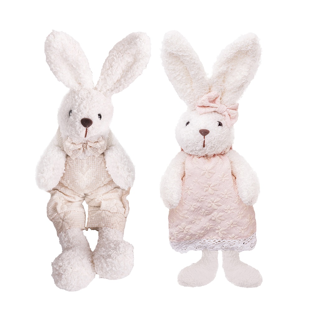 IRIS dekor textil nyuszi fehér/lila virágmintás 2 szortiment 25cm