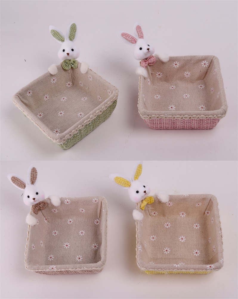 IRIS dekor textil tál+nyuszi 4 féle szín 12cm