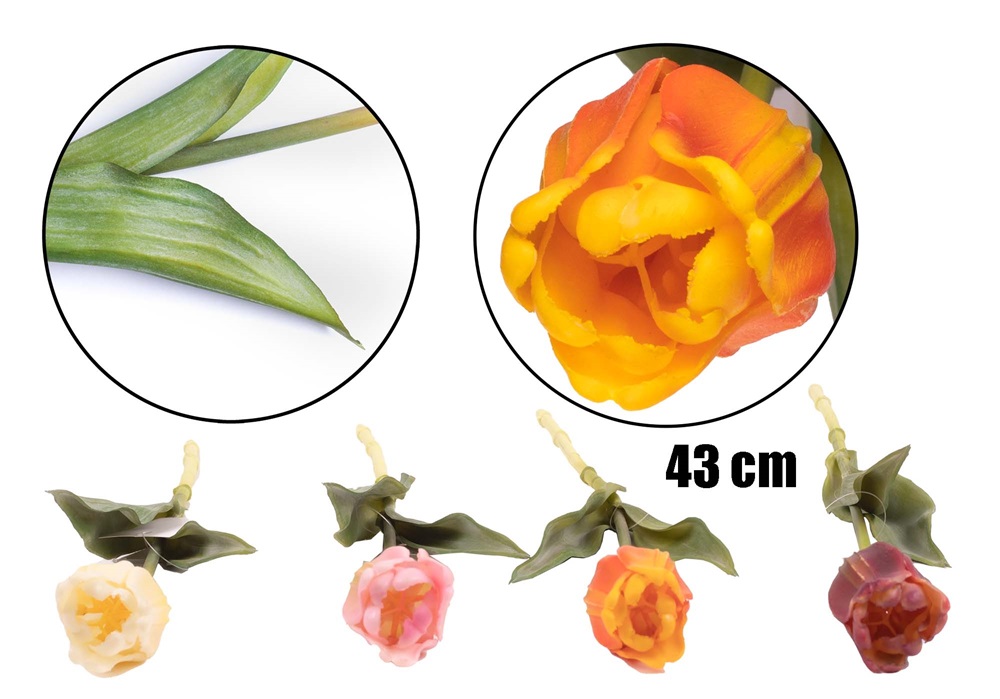 IRIS dekor virág tulipán gumi szálas 4 szín fodros