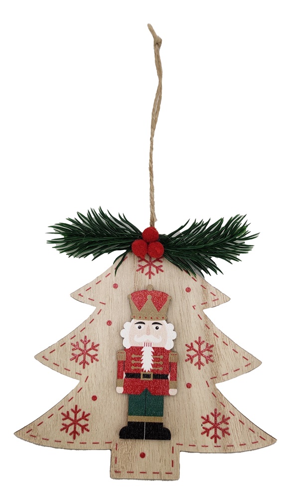 IRIS fa akasztós fenyőfán diótörő, natúr és piros 13 cm