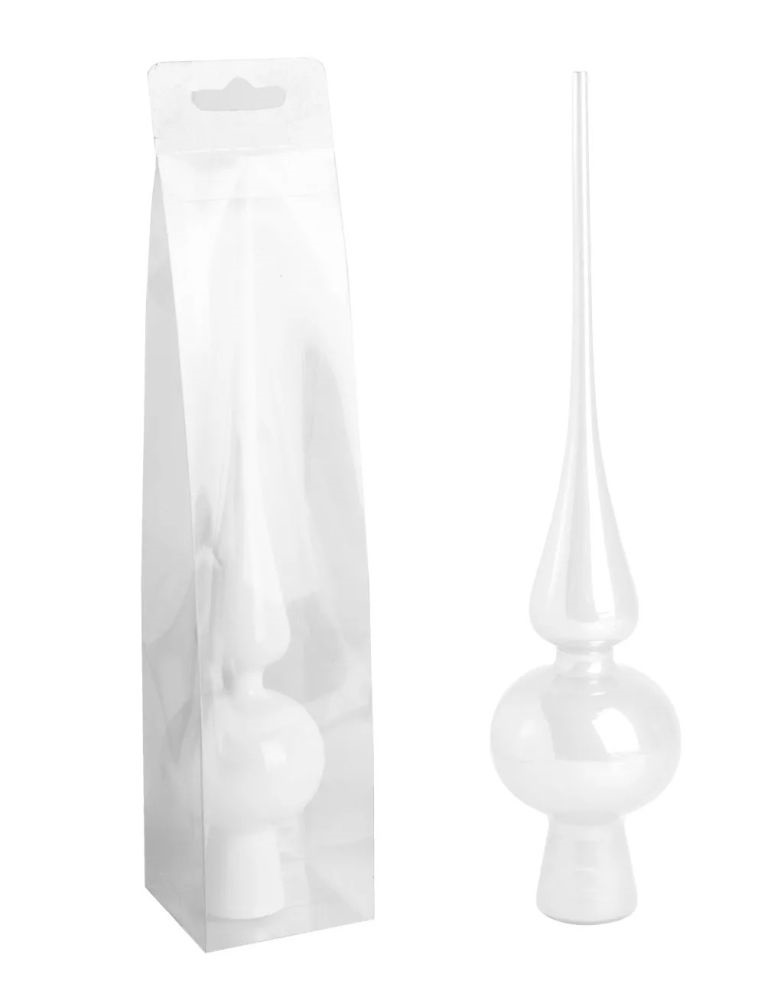 IRIS karácsonyi dísz, csúcsdísz, pvc dobozban,dísz fényes, fehér 26cm