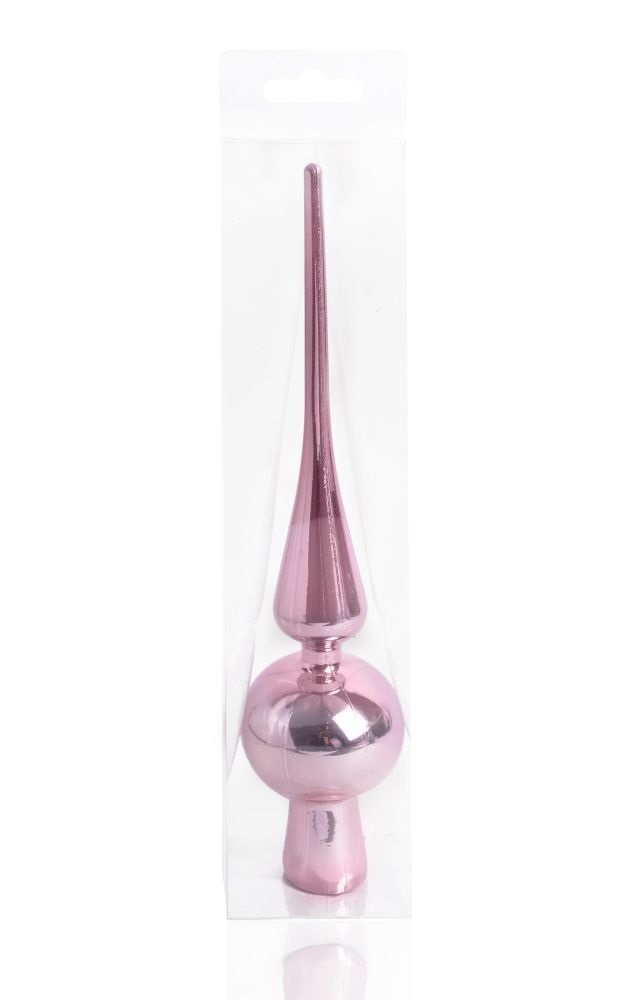 IRIS karácsonyi dísz, csúcsdísz, pvc dobozban,dísz fényes, rózsaszín 26cm