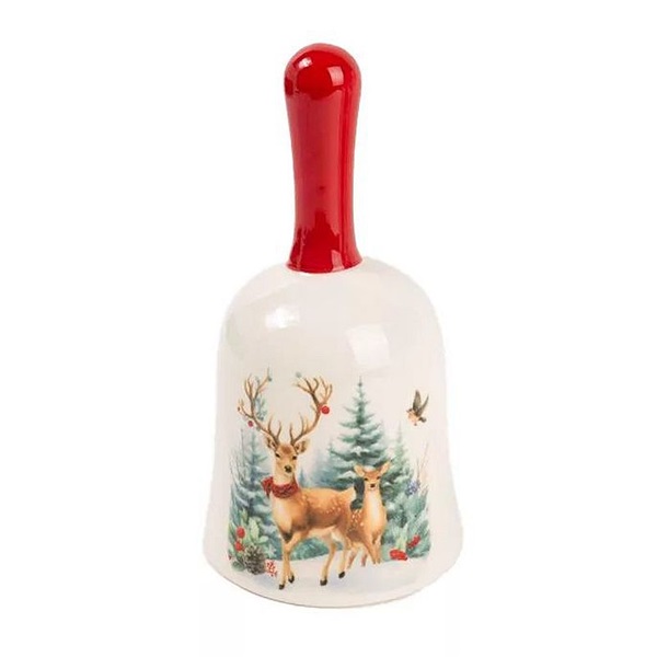 IRIS kerámia csengő, szarvasok fenyőfáknál 7 x 13 cm